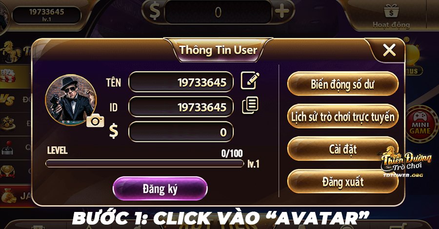 Bước 1: Click vào “Avatar”