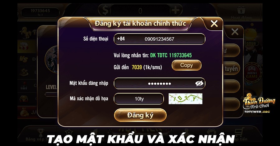 Tạo mật khẩu và xác nhận thông tin